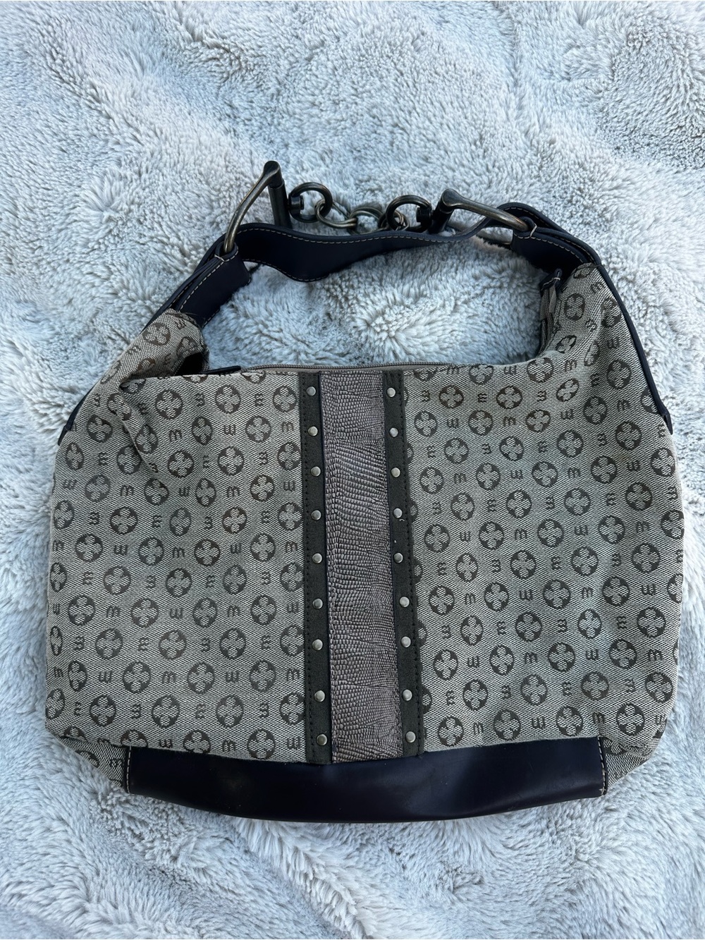 Mondani Gray and Dark Brown Monogram Hobo
